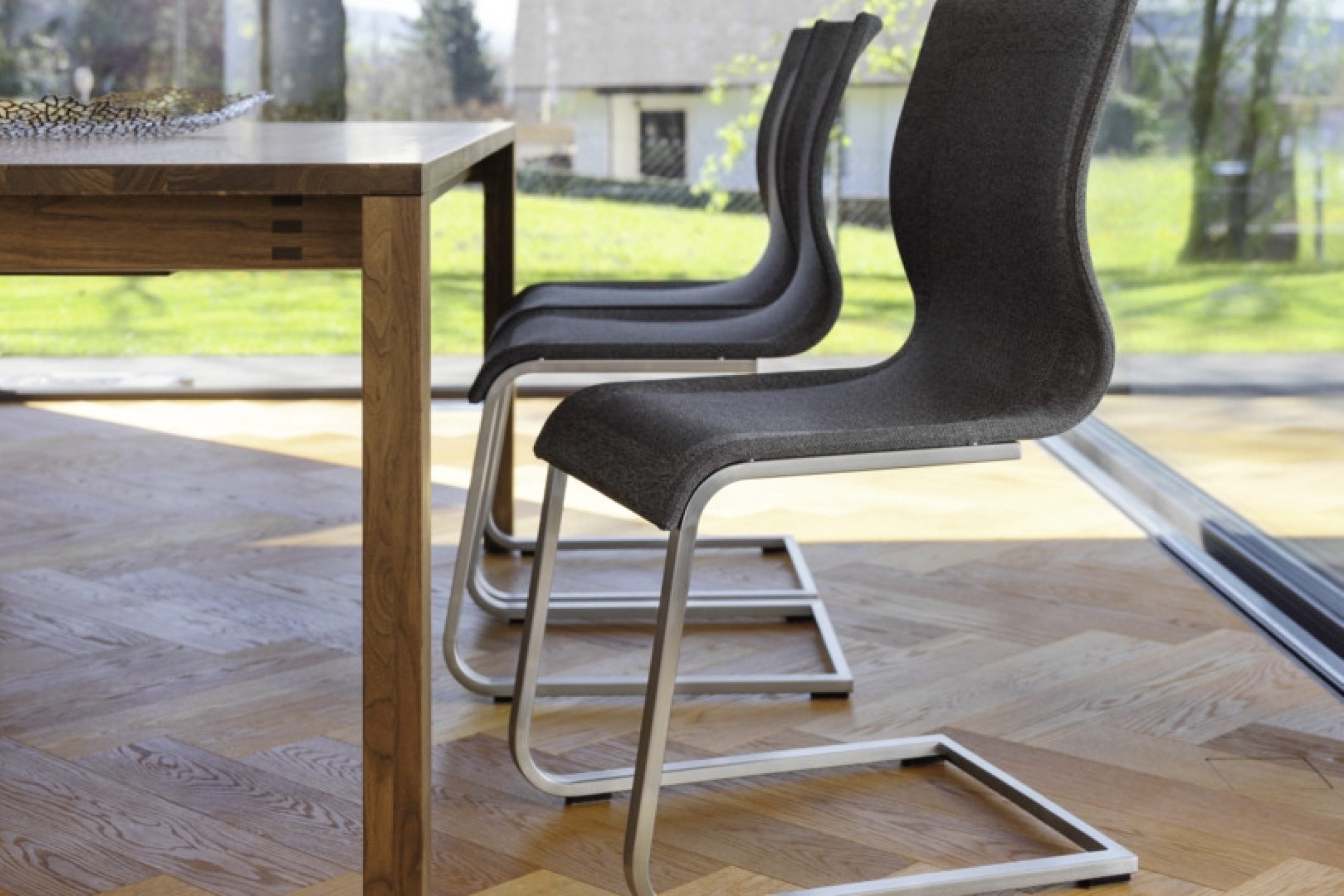 TEAM7 magnum Freischwinger Stricktex dunkelgrau meliert 0337